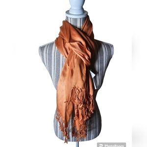 Women's Pashmina/ Shawl colour rust  fringed edges one size